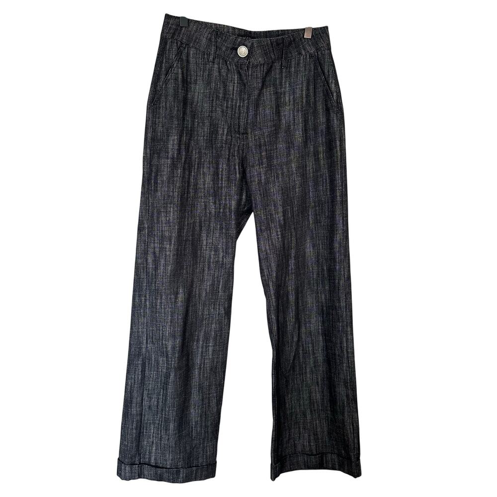 Xetra IT40/US4 Black Crosshatch Dark Chambray Wide Leg Trouser-Made in Italy